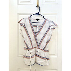 J. Crew Flutter Sleeve Striped Cotton Top